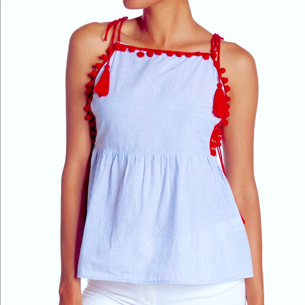 NWT Boho Pompom Top